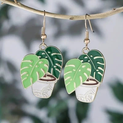 Tropical Monstera Plant Earrings