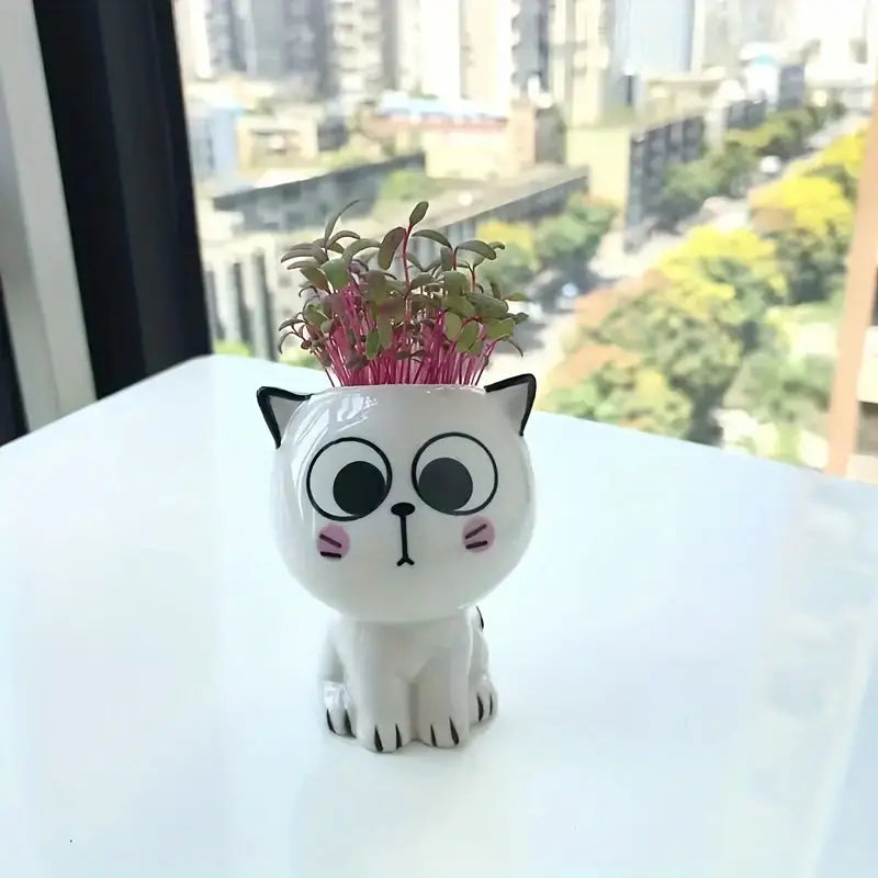 Adorable Mini Cat Ceramic Planter