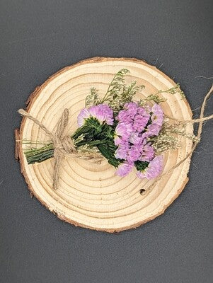 Dried Flower Bouquet on Natural Wood Disc