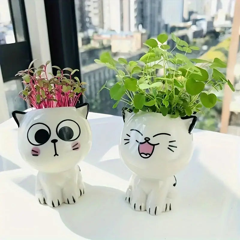 Adorable Mini Cat Ceramic Planter
