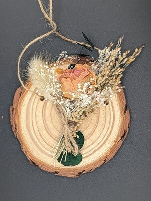 Dried Flower Bouquet on Natural Wood Disc